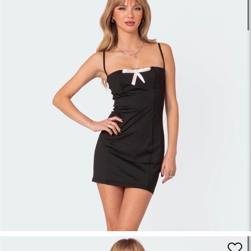 Black Mini Dress with Pink Bow